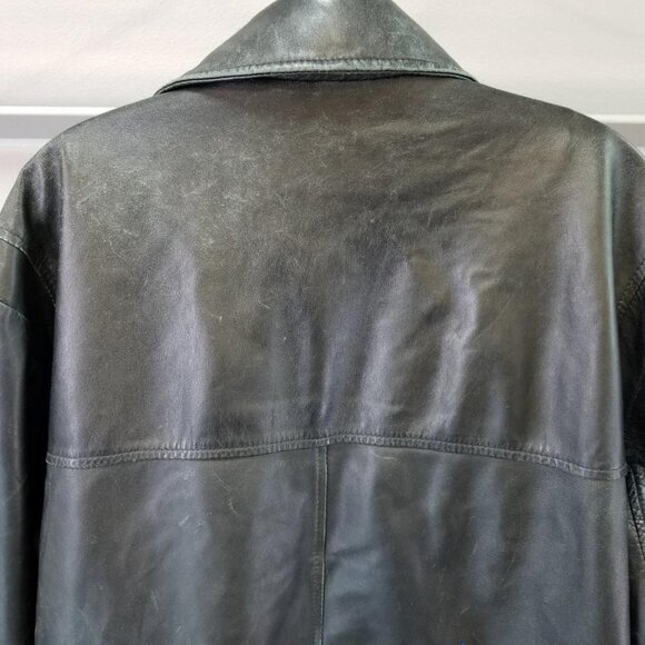 Vintage Irvine Park Black Leather Hounds tooth Button Zip-up- Men Sz Lar… - Picture 6 of 9